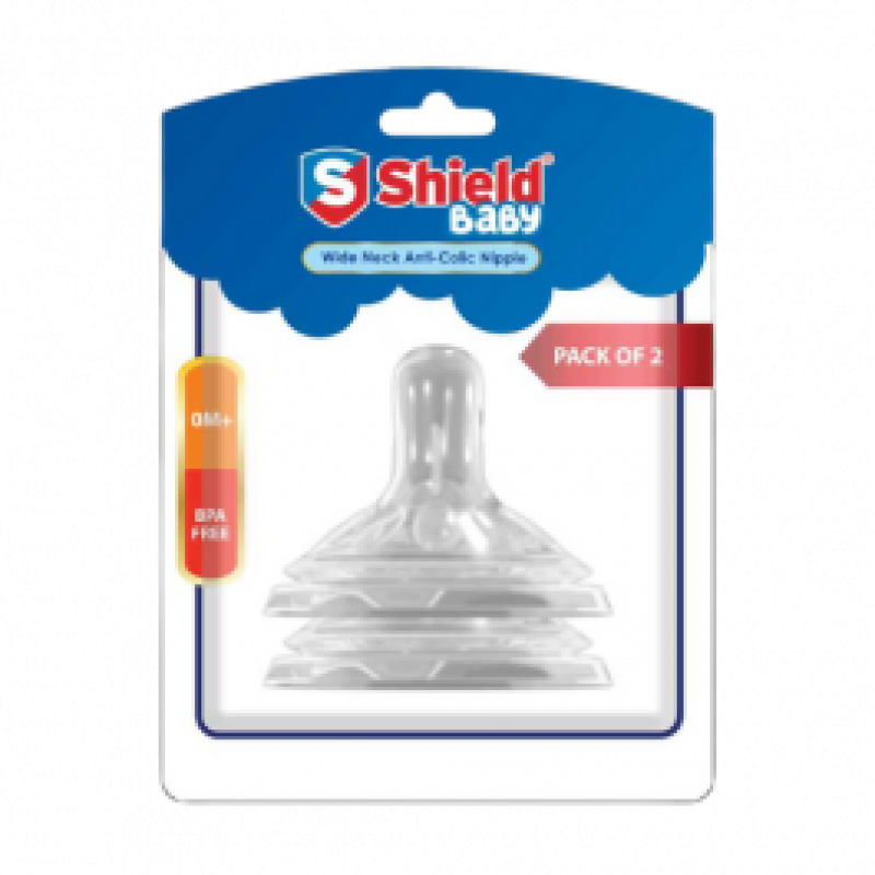 SHIEL BABY WIDE NECK ANTI COLIC NIPPLE 3M+ MED.