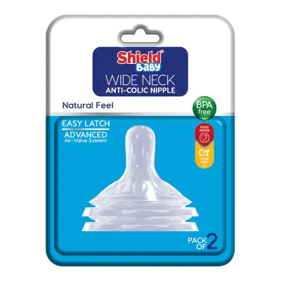 SHIELD BABY WIDE NECK ANTI-COLIC NIPPLE 0M+ SLOW